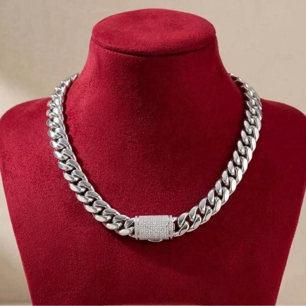 Men's Silver Cuban Link Necklace 20inch -